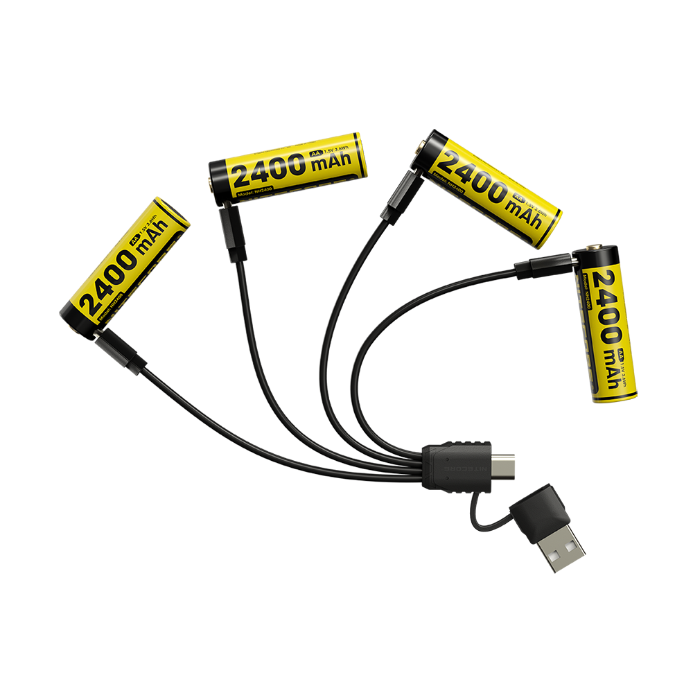 Pack Nitecore NH2400 4x Piles AA Rechargeables - 2400mAh Port USB-C
