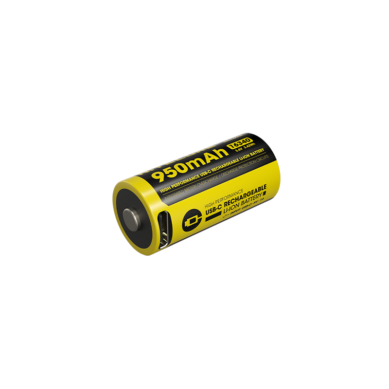 Batterie Nitecore NL169R 950mAh 16340 Rechargeable avec Port USB-C