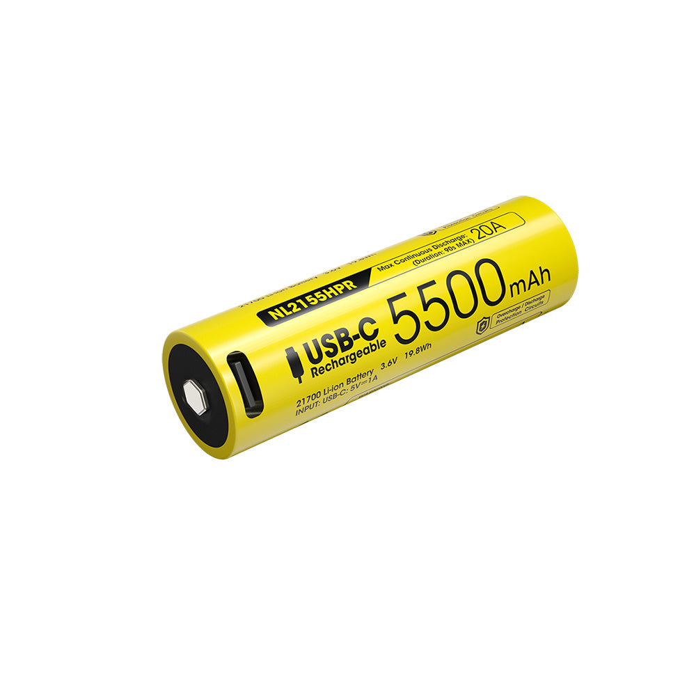 Nitecore NL2155HPR 5500mAh Rechargeable 21700 Battery - 20A USB-C Port