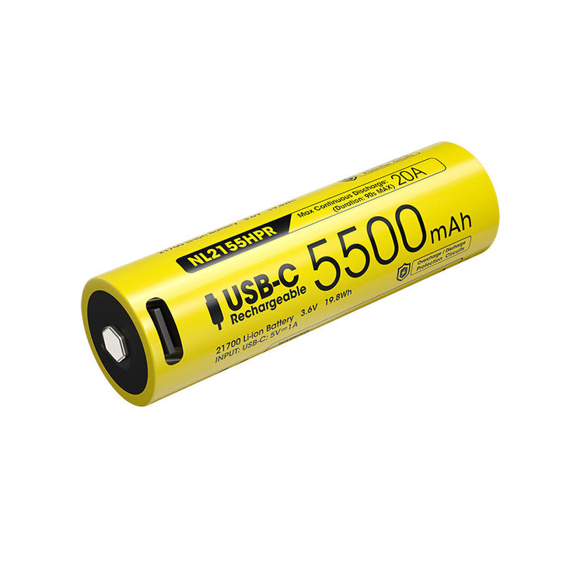 Batterie Nitecore NL2155HPR 5500mAh 21700 Rechargeable - 20A avec Port USB-C