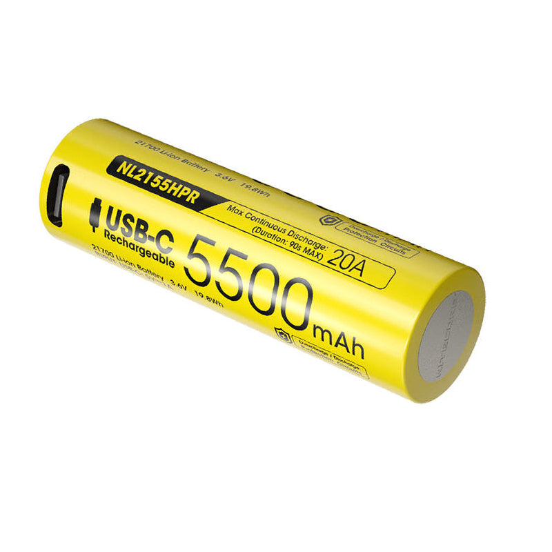 Batterie Nitecore NL2155HPR 5500mAh 21700 Rechargeable - 20A avec Port USB-C