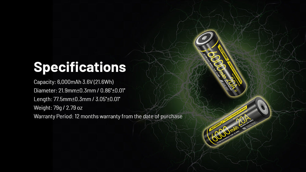 Batterie Nitecore NL2160HPi 6000mAh 21700i Rechargeable - 20A Haute Performance