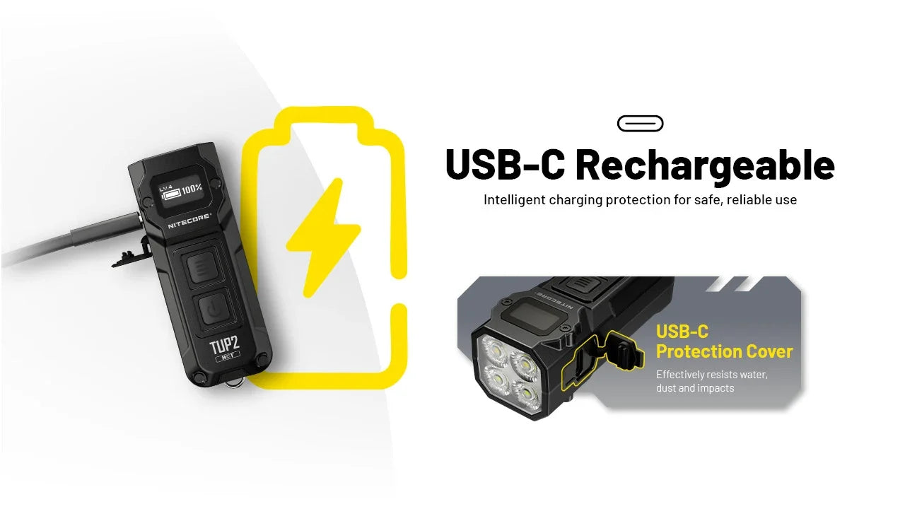 Nitecore TUP2 1200 Lumens OLED Display - 3 Color Temperatures Keychain Flashlight