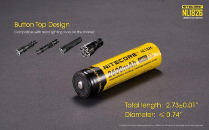Nitecore NL1826 2600mAh Rechargeable 18650 Battery