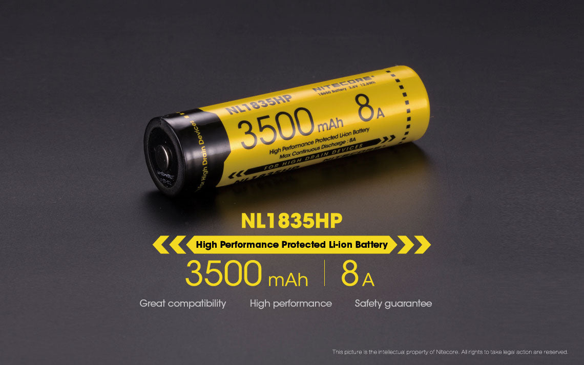 Nitecore NL1835HP 3500mAh Rechargeable 18650 Battery - 8A High Performance