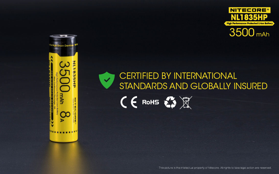 Nitecore NL1835HP 3500mAh Rechargeable 18650 Battery - 8A High Performance