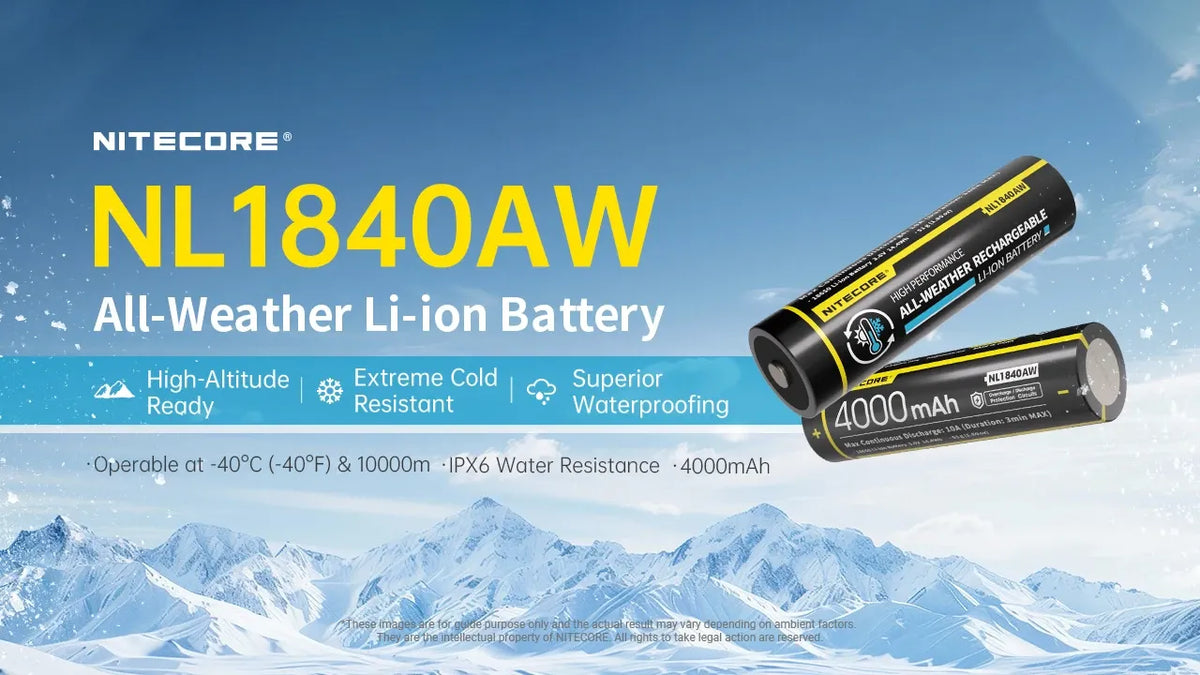 Batterie Nitecore NL1840AW 4000mAh 18650 Toutes-Conditions Grand Froid -40°C