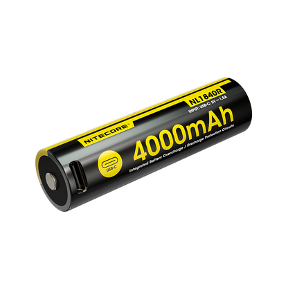 Batterie Nitecore NL1840R 4000mAh Rechargeable 18650 USB-C - Haute Performance