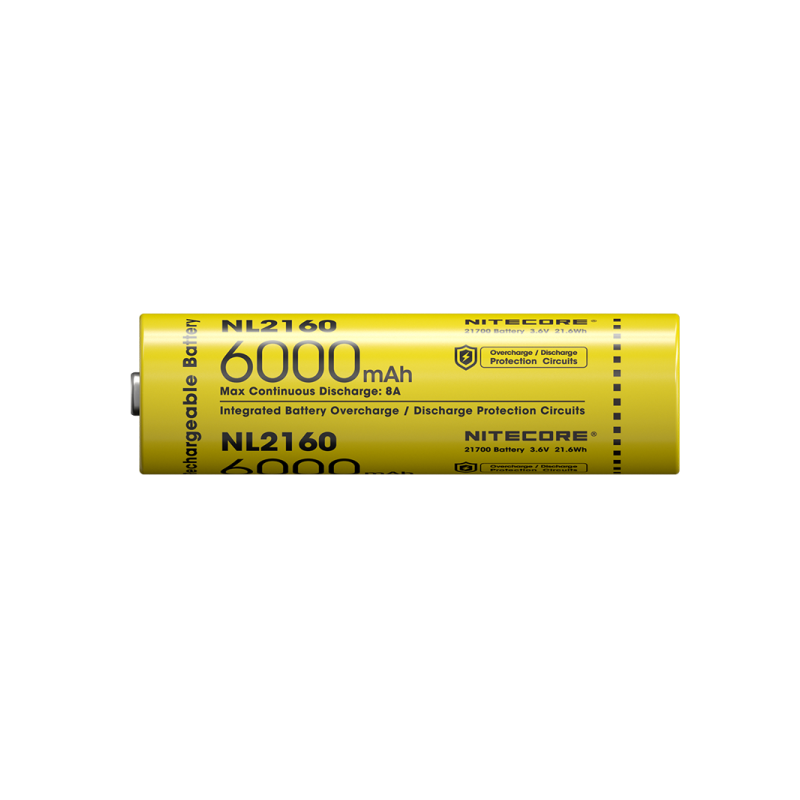 Batterie Nitecore NL2160 6000mAh 21700 Rechargeable - 3.6V IPX6 Haute Capacité