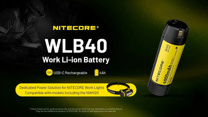 Batterie Nitecore WLB40 4000mAh Rechargeable USB-C - Lampe Professionnelle NWH20