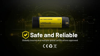 Batterie Nitecore WLB40 4000mAh Rechargeable USB-C - Lampe Professionnelle NWH20