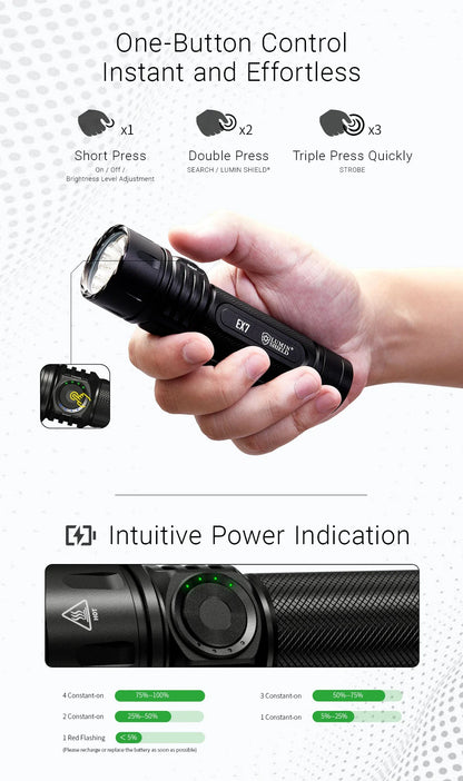 Nitecore EX7 6000 Lumens - Flashlight Rechargeable USB-C - Customizable Beam