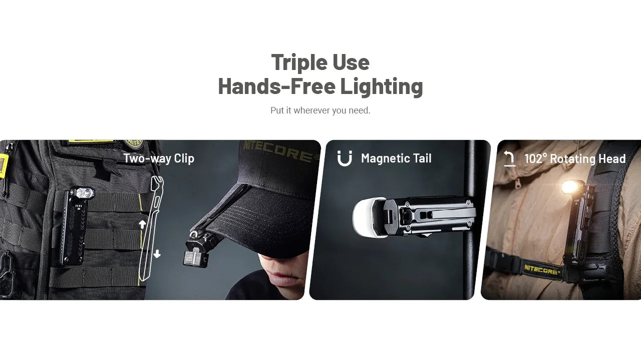 Nitecore EDC09 Flashlight 1600 Lumens - Swivel Head 102° - 3 Color Temperatures - Rechargeable USB-C