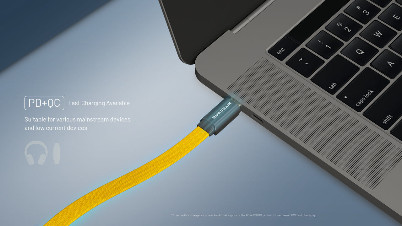 Nitecore NLink10 Fast Charging USB-C Cable 60W - Compact Magnetic - Gold-Plated Connectors PD QC