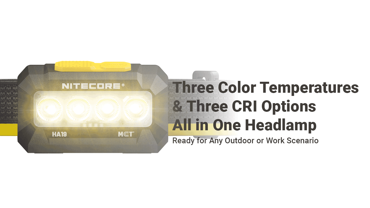 Lampe Frontale Nitecore HA19 600 Lumens - MCT RGB Polyvalente 3 Températures Couleur