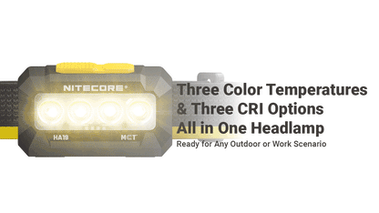 Lampe Frontale Nitecore HA19 600 Lumens - MCT RGB Polyvalente 3 Températures Couleur
