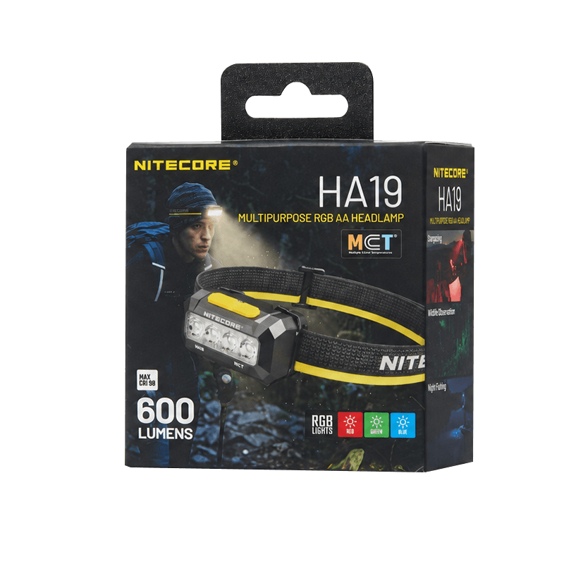 Lampe Frontale Nitecore HA19 600 Lumens - MCT RGB Polyvalente 3 Températures Couleur