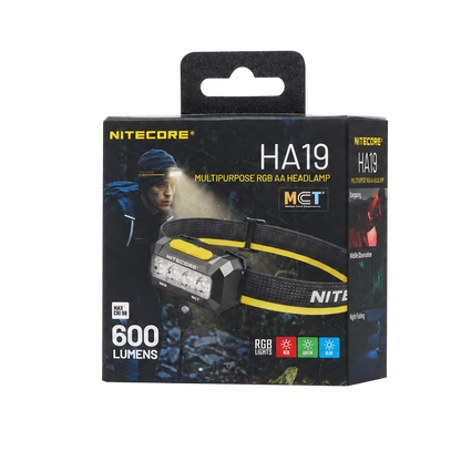 Lampe Frontale Nitecore HA19 600 Lumens - MCT RGB Polyvalente 3 Températures Couleur