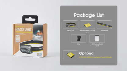 Nitecore HA23 UHE Headlamp 600 Lumens - 3 Color Temperatures - Dual Power - Ultra-Lightweight