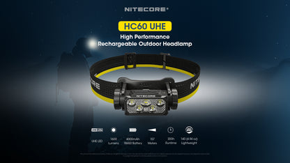 Nitecore HC60 UHE Headlamp 1600 Lumens - 18650 4000mAh battery