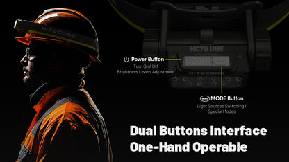 Lampe Frontale Nitecore HC70 UHE 1600 Lumens - Rechargeable USB-C - Lumière Rouge