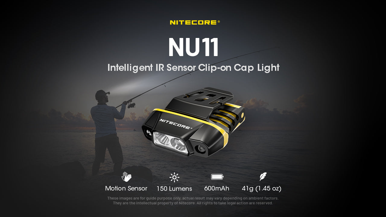 Nitecore NU11 Headlamp 150 Lumens - Motion Sensor IR - Clip-On Cap Light - Rechargeable USB-C