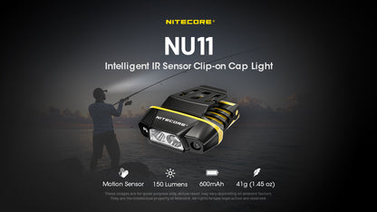 Nitecore NU11 Headlamp 150 Lumens - Motion Sensor IR - Clip-On Cap Light - Rechargeable USB-C