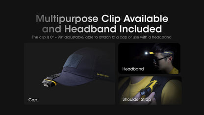 Nitecore NU11 Headlamp 150 Lumens - Motion Sensor IR - Clip-On Cap Light - Rechargeable USB-C