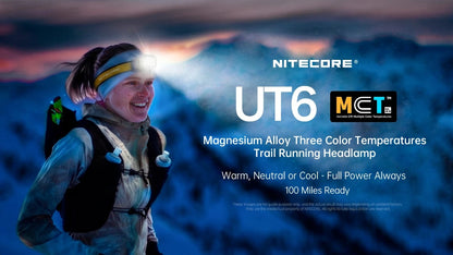Nitecore UT6 1600 Lumens - Lampe Frontale Trail Running MCT 3 Températures Couleur
