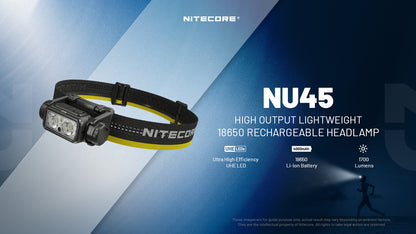 Nitecore NU45 Headlamp 1700 Lumens - Rechargeable USB-C - Proximity Sensor - IP68