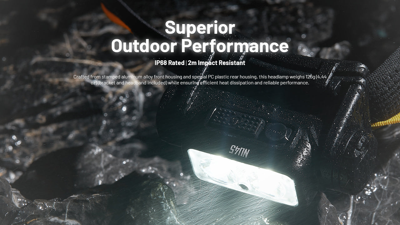 Nitecore NU45 Headlamp 1700 Lumens - Rechargeable USB-C - Proximity Sensor - IP68