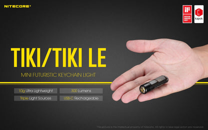 Nitecore TIKI 300 Lumens - EDC Keychain Light USB-C Triple Source UV CRI90