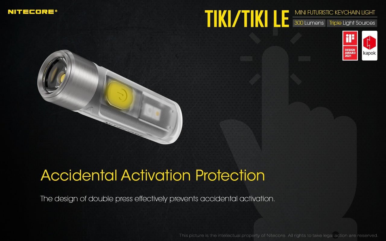 Nitecore TIKI 300 Lumens - EDC Keychain Light USB-C Triple Source UV CRI90