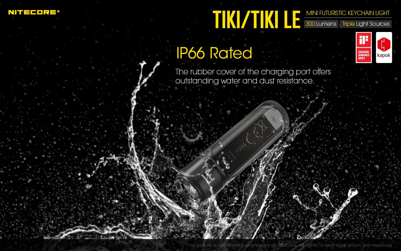 Nitecore TIKI 300 Lumens - EDC Keychain Light USB-C Triple Source UV CRI90
