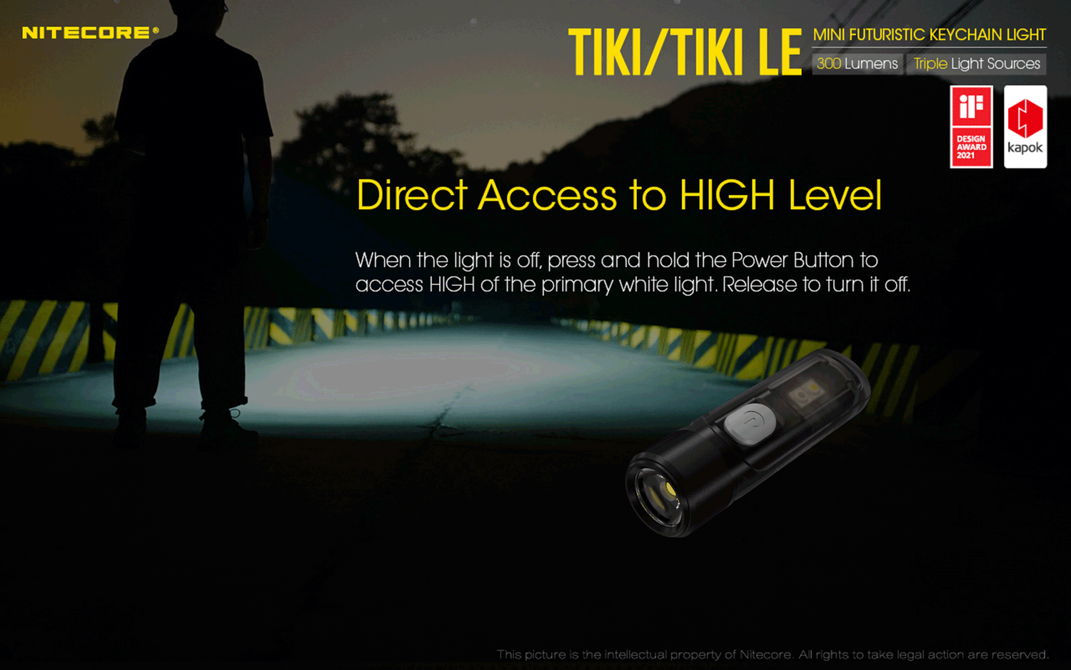 Nitecore TIKI 300 Lumens - EDC Keychain Light USB-C Triple Source UV CRI90
