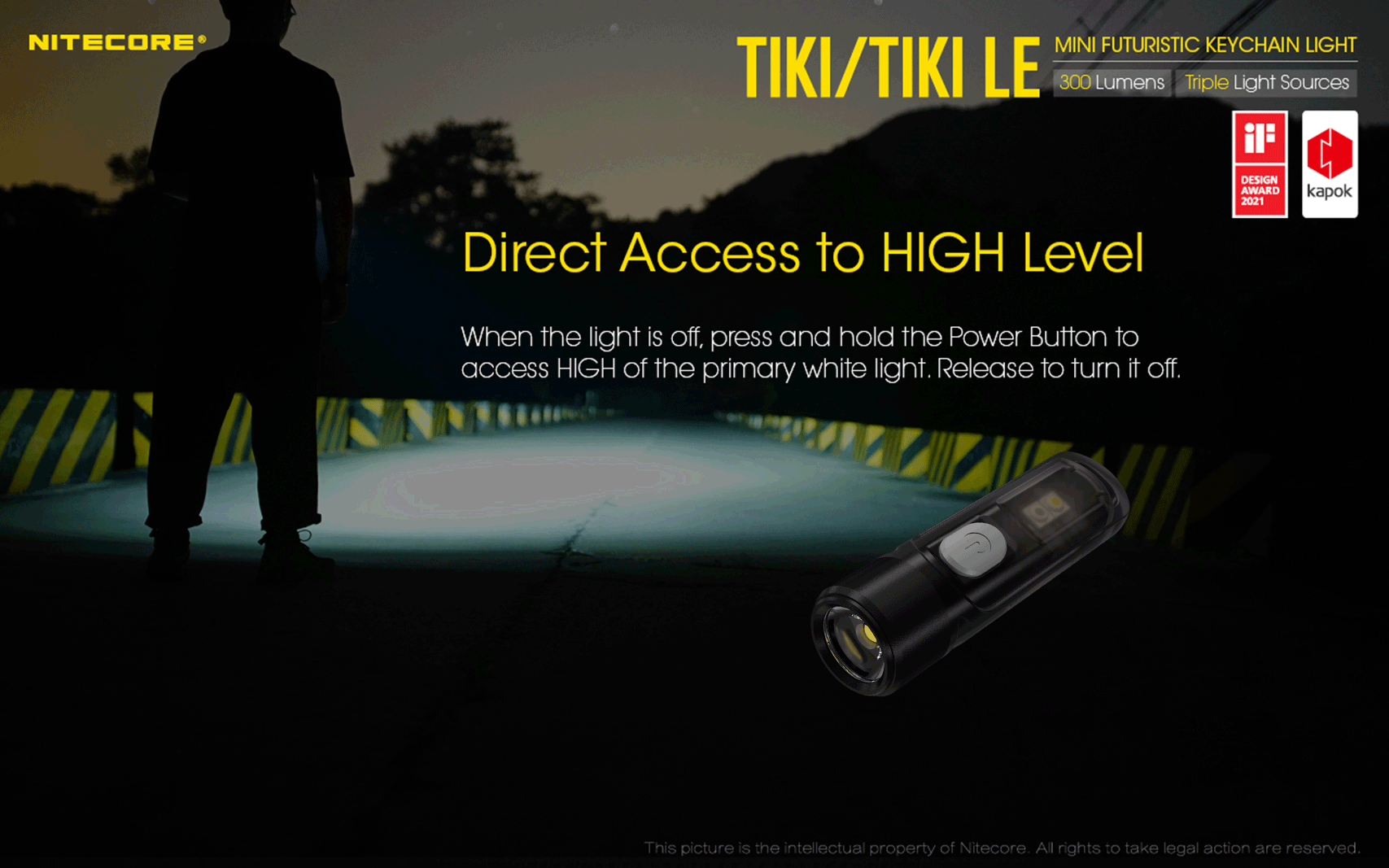 Nitecore TIKI 300 Lumens - EDC Keychain Light USB-C Triple Source UV CRI90