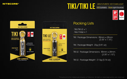 Nitecore TIKI 300 Lumens - EDC Keychain Light USB-C Triple Source UV CRI90