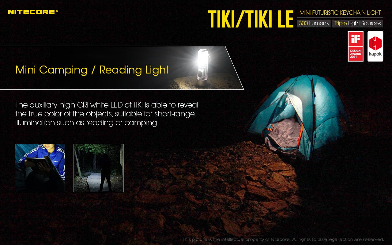 Nitecore TIKI 300 Lumens - EDC Keychain Light USB-C Triple Source UV CRI90
