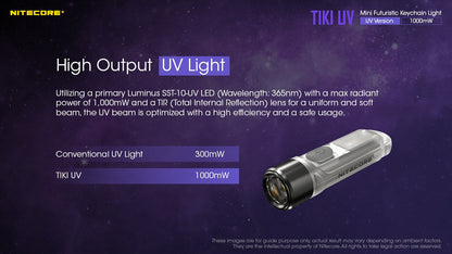 Nitecore TIKI 300 Lumens - EDC Keychain Light USB-C Triple Source UV CRI90