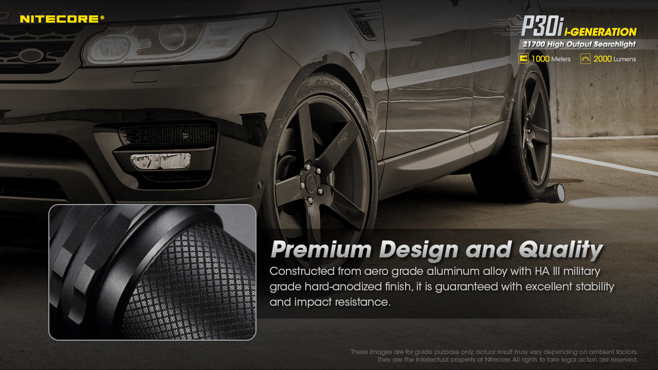 Nitecore P30i 2000 Lumens - Lampe Tactique Longue Portée Rechargeable USB-C - Portée 1000m - Interrupteur Déporté RSW2i