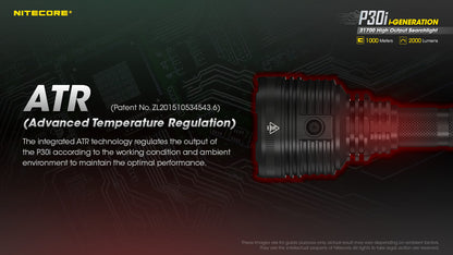 Nitecore P30i 2000 Lumens - Lampe Tactique Longue Portée Rechargeable USB-C - Portée 1000m - Interrupteur Déporté RSW2i