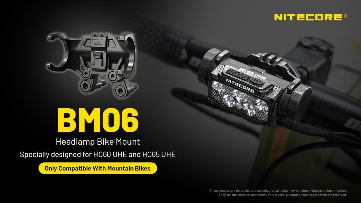 Nitecore BM06 Bike Mount - HC60UHE, HC65UHE, NU Series - GoPro Compatible - Ultra-Lightweight 12g