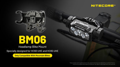 Nitecore BM06 Bike Mount - HC60UHE, HC65UHE, NU Series - GoPro Compatible - Ultra-Lightweight 12g
