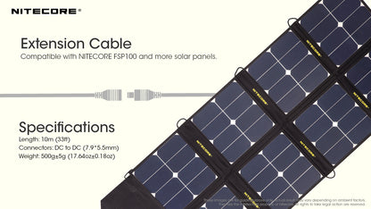Nitecore Extension Cable for FSP100/FSP100W Solar Panel - 10 Meters
