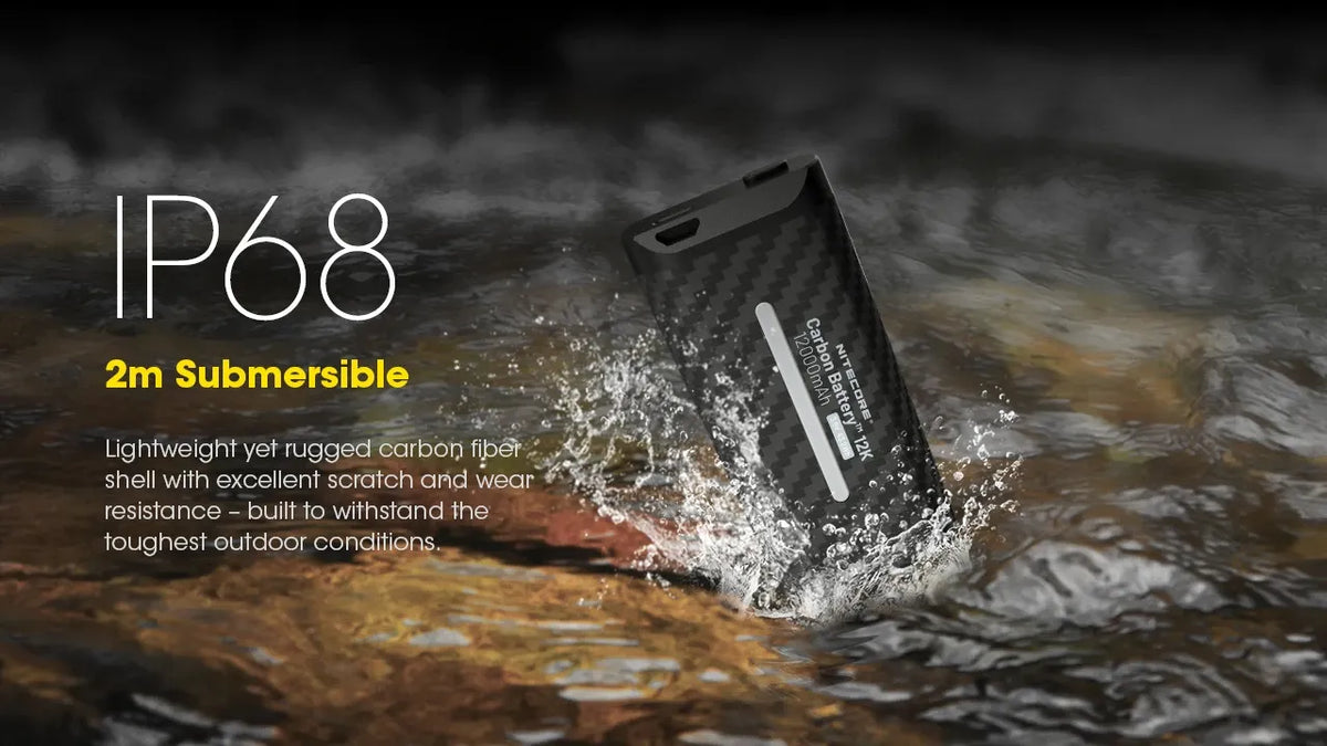 Nitecore Carbon Battery 12K Kit - Extension Autonomie Frontale USB-C IP68 12000mAh
