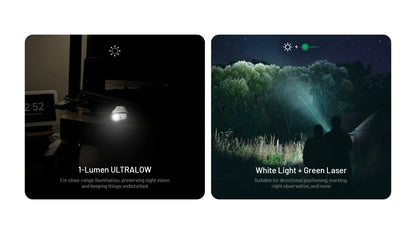 Nitecore EDC17 Flashlight 1500 Lumens - White LED + UV + Green Laser - Flat Design - Rechargeable USB-C