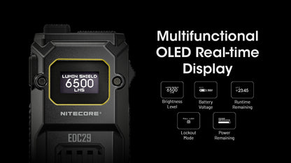 Lampe Nitecore EDC29 6500 Lumens - Rechargeable USB-C - Écran OLED