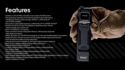 Lampe Nitecore EDC29 6500 Lumens - Rechargeable USB-C - Écran OLED