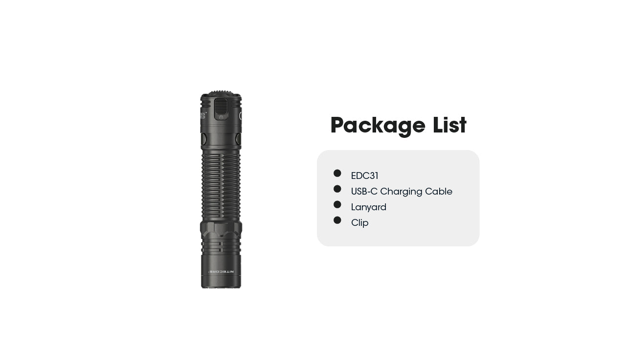 Lampe Torche Nitecore EDC31 3500 Lumens - Rechargeable USB-C - Double Mode Verrouillage - IP68