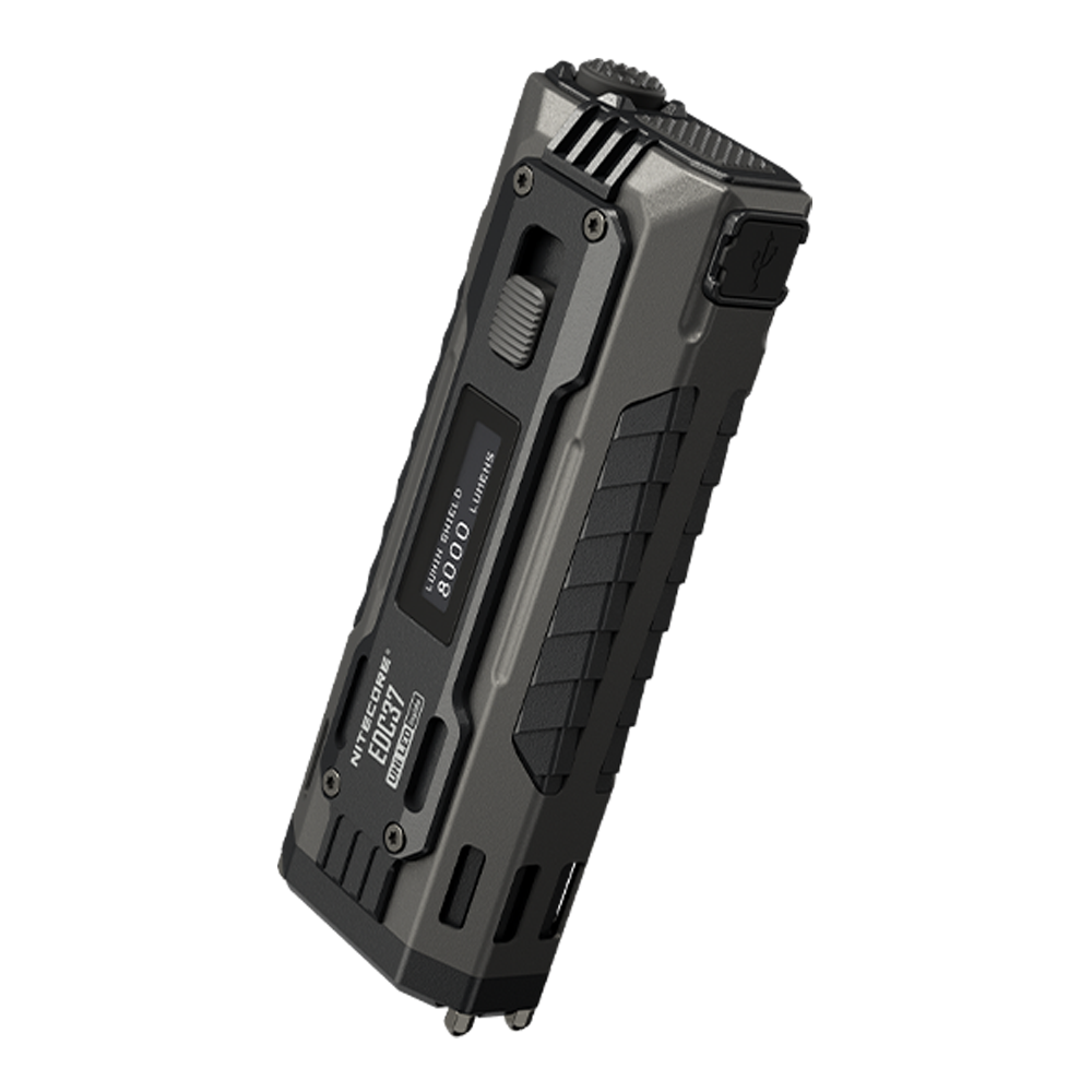 Lampe Torche Nitecore EDC37 8000 Lumens - Rechargeable USB-C - Écran OLED - Acier Inoxydable